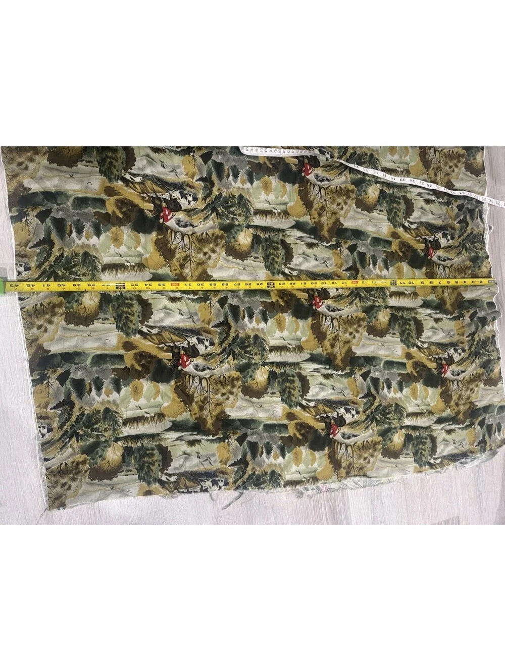 Vintage John Kaldor Fabric Fox Hunt Equestrian Scenic Print 43x38 Remnant